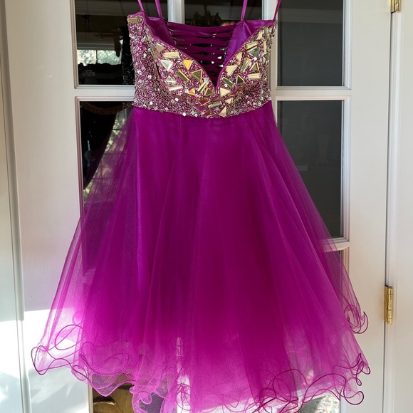 Pink Metallic Toole Corset Cocktail Dress - Picture 5 of 8